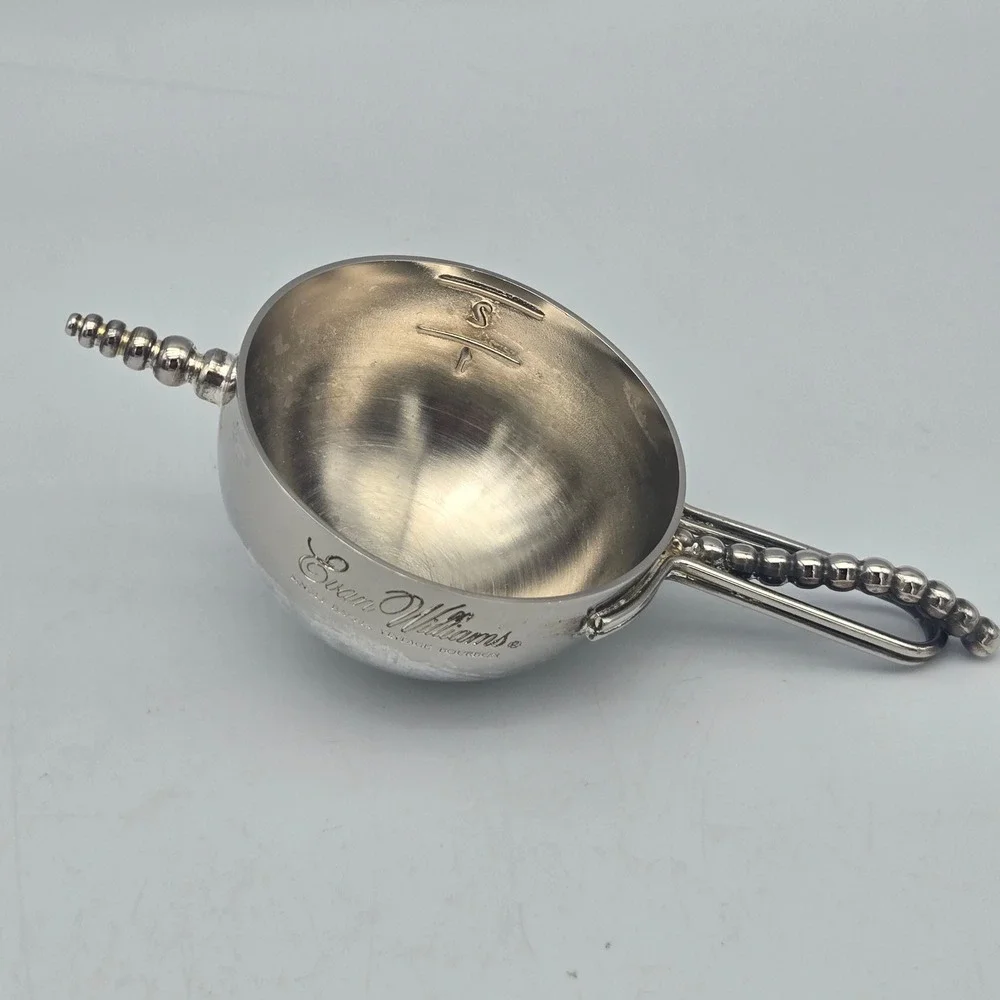 Evan Williams Jigger Single Barrel Vintage Bourbon Silverplate Barware Art Deco